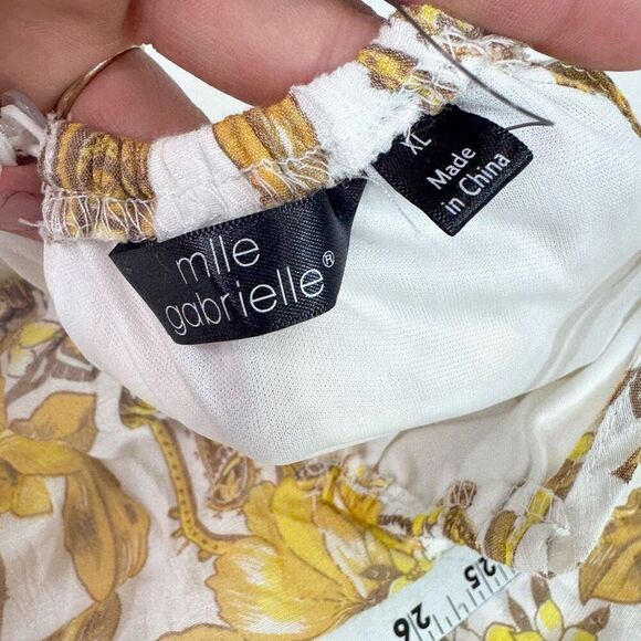 Mlle Gabrielle Dress Womens Extra Large Yellow Sleeveless Paisley Pattern Maxi - Picture 5 of 10